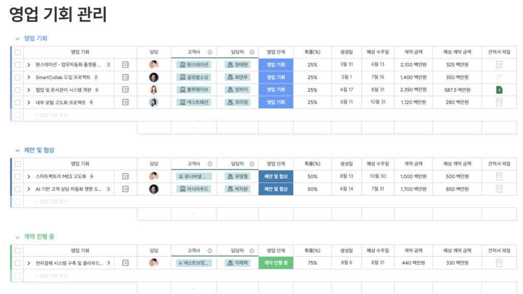 영업기회 관리 템플릿